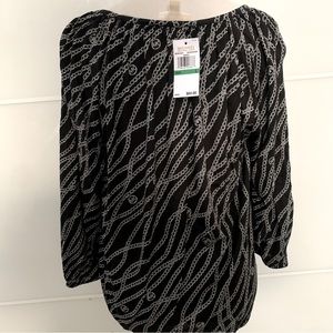 MICHAEL KORS BLACK / SILVER CHAIN LINK MK LOGO TOP